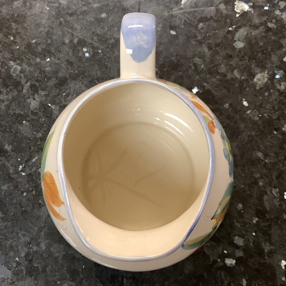 Vintage Hand Painted Portugal Large Art Pottery Pitcher Jug with Blue Flower - Picture 6 of 7